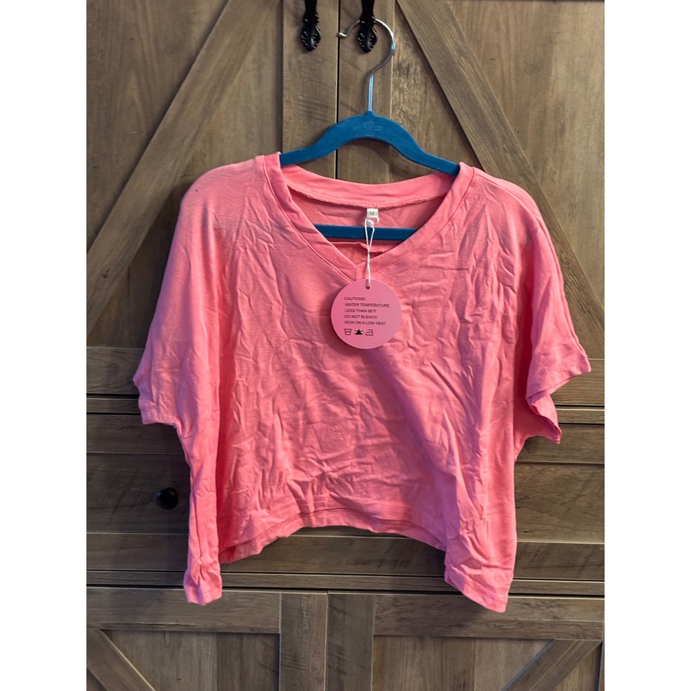 Oakgarden girls oversizedCrop Top 3 Pack Black Pink Peach ShortSleeve Size M NWT